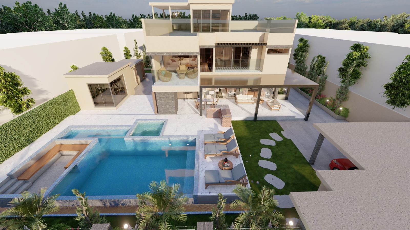 Villa avec piscine — Vue aérienne