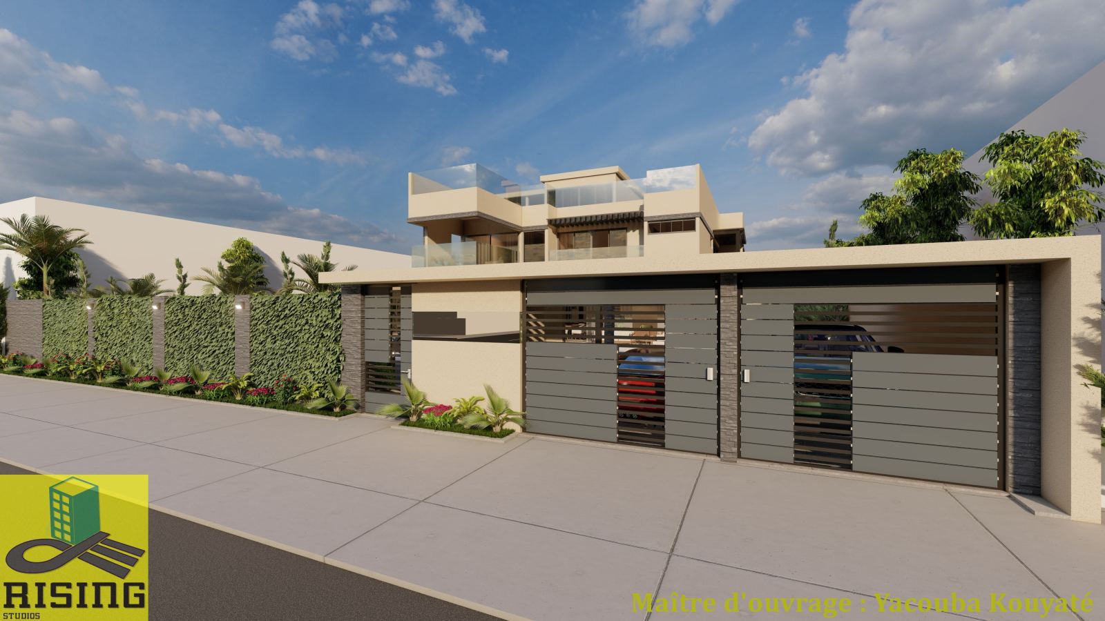Villa avec cour et garages